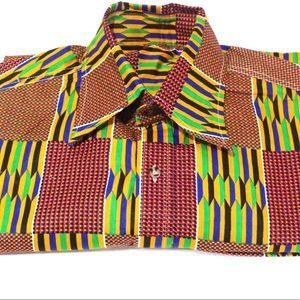 Men’s kente Printed Casual long sleeved button up